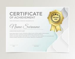 Modern award certificate in white color vector