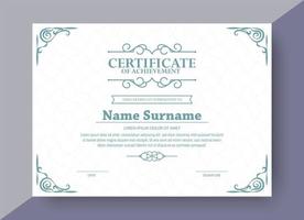 Classic style award certificate with frame vector