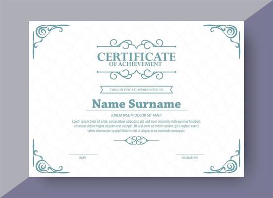 Classic style award certificate with frame