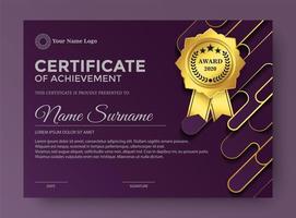 Elegant purple certificate award template