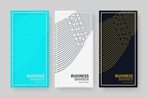 Abstract wave line minimal banner set vector