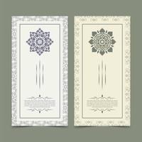 Vintage ornament greeting card vector template set