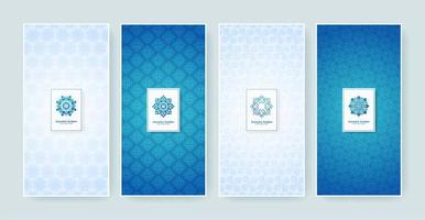 Blue and white retro label set vector