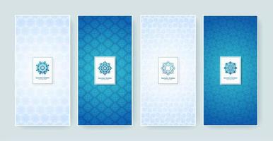 Blue and white retro label set vector