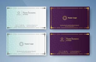 Classic style business card set in purple and white color vector