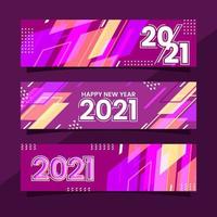 Colorful Modern Shapes 2021 New Year Banner Collection vector