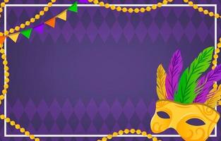 Colorful Mardi Gras Mask and Beads Background vector