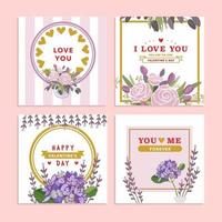 Purple Valentine Flower Greeting Card