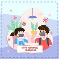 Boy And Girl Doing New Normal Protocol vector