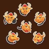 Funny Golden Ox Faces Stickers