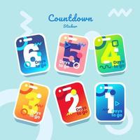 Set of Gradient Geometric Vibrant Color Countdown Sticker vector