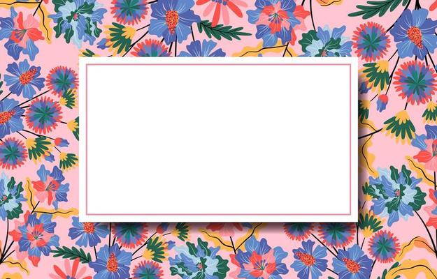 Natural Flowery Background with White Frame in Middle