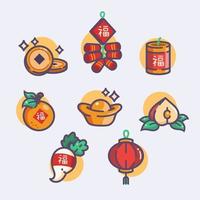 Set of Chinese New Year Cartoon Icon vector