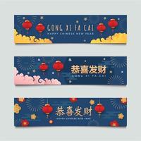 conjunto de banner de saludo gong xi fa cai vector