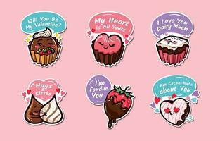 Cute Valentine Chocolate Cartoon Stickers vector