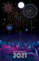 Fireworks with City View vector