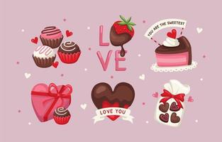 dulce chocolate amor pegatina vector