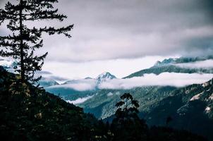 cielo nublado por encima de las montañas foto