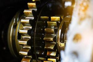 Close-up of an engine of a tractor photo