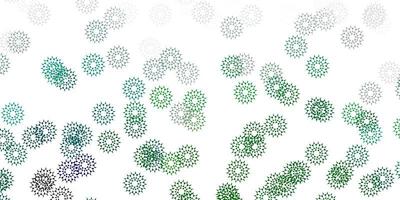 Light green vector doodle template with flowers.