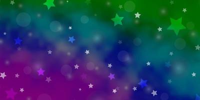 Light Multicolor vector background with circles, stars.