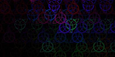 Dark Multicolor vector background with occult symbols.