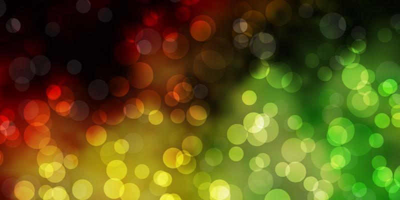 Light Green, Yellow vector background with bubbles.