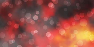 Light Red, Yellow vector background with spots.