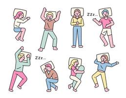 personajes de pose para dormir vector