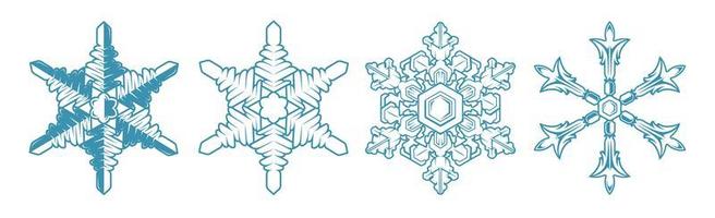 Set vector icon snowflake on white background