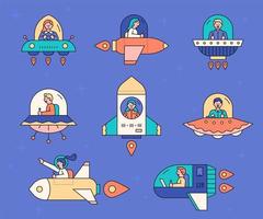 Spaceship icon set vector