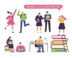 school life students vector