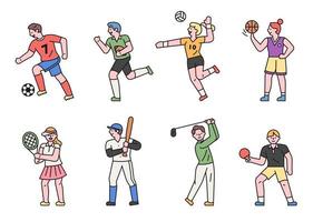 sports player character set. vector