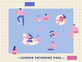 People are playing in the swimming pool. vector