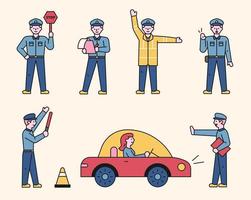 Cute traffic police character. vector