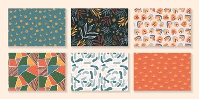 Set of six modern, abstract pattern backgrounds vector