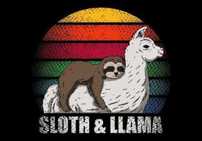 Sloth and llama retro vector illustration