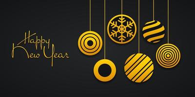 New Year Banner with Abstract Ornament Balls vector