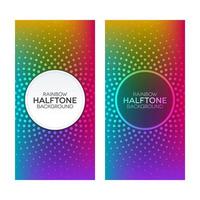 Rainbow gradient banners with halftone textures set vector