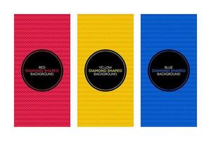 Colorful banners with diamond shaped textures set vector