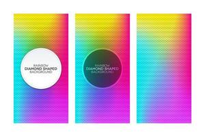 Rainbow gradient banners with diamond shaped textures set vector