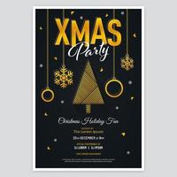 Luxury Xmas Party Poster with Abstract Tree and Ornaments