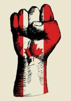 Spirit Of A Nation, Canadian flag with fist up sketch vector