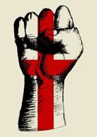 Spirit Of A Nation, British flag with fist up sketch vector