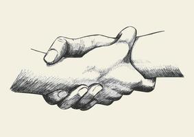 Hands Helping Each Other Sketch vector