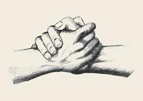 Hands Helping Each Other Sketch vector