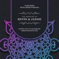 Gradient wedding invitation mandala template vector