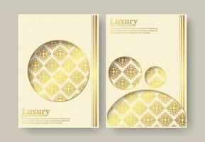 Cover of elegant pattern motif background set in gold color vector