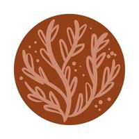 branch with leaves boho hand drawn style vector