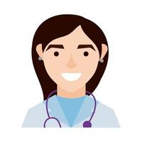 female doctor with stethoscope character flat style vector